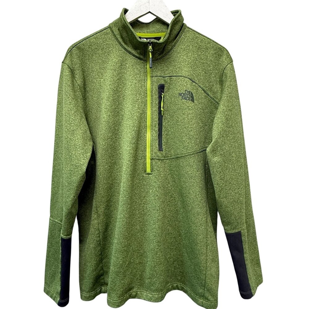 THE NORTH FACE 1/2 Zip Pullover XL Mens Green Fleece Lined Jacket
